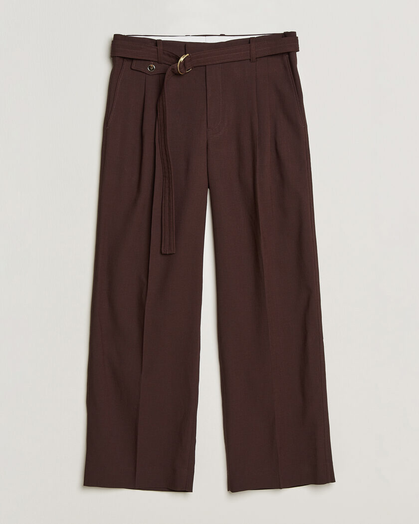 Drôle de Monsieur Viscose Pleated Trousers Brown – Marron