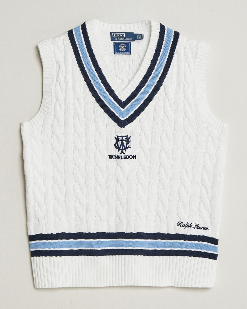 Polo Ralph Lauren Cotton Cable Vest Cream Combo – Blanc