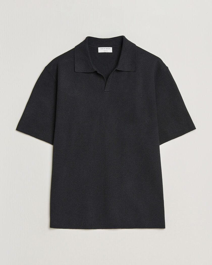 Tiger of Sweden Maelon Cotton/Linen Knitted Polo Black – Noir