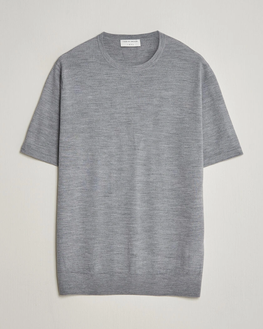 Tiger of Sweden Connor Knitted Crew Neck T-Shirt Grey Melange – Gris