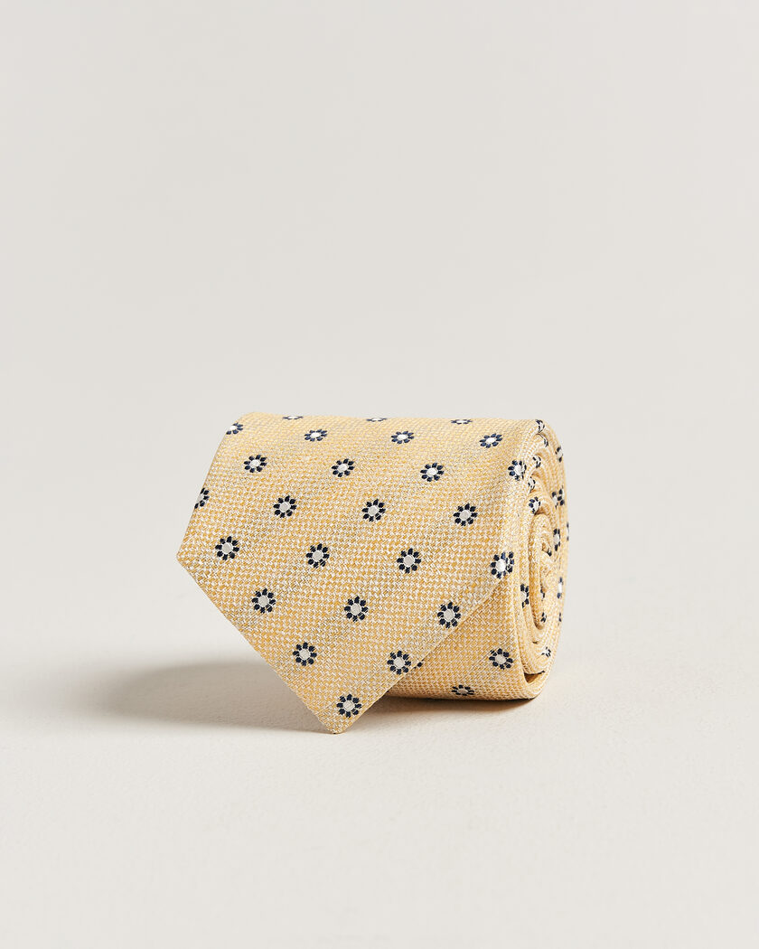 Amanda Christensen Silk/Linen 8cm Flower Tie Yellow – Jaune