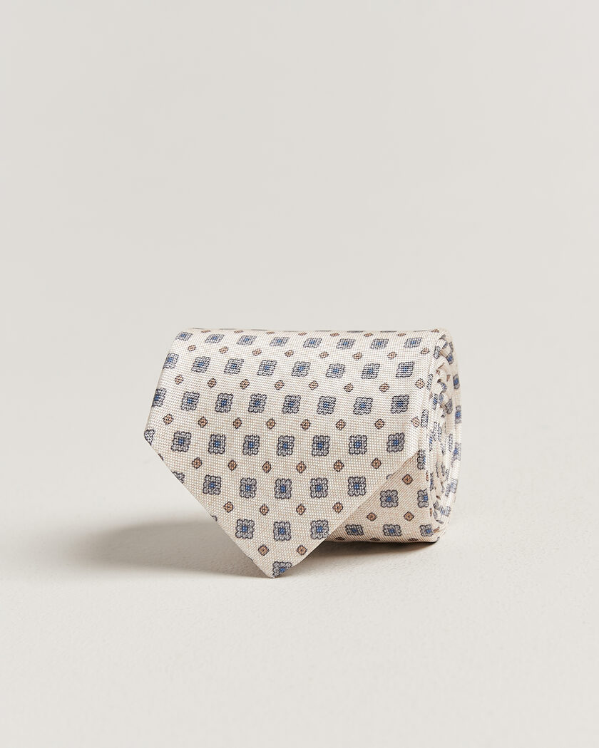 Amanda Christensen Silk Oxford 8cm Flower Tie Cream – Blanc