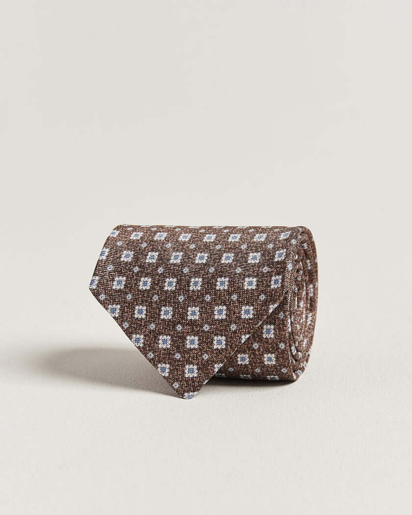 Amanda Christensen Silk Oxford 8cm Flower Tie Brown – Marron