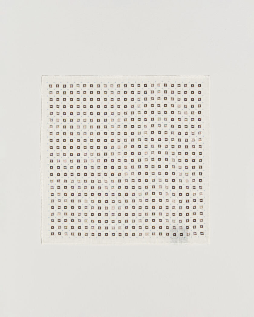 Amanda Christensen Linen Medallion Pocket Square Cream – Blanc