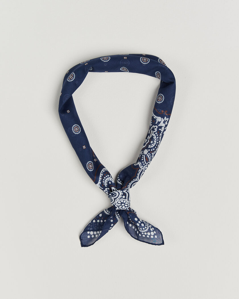 Amanda Christensen Cotton Voilé Medallion Bandana Navy – Bleu