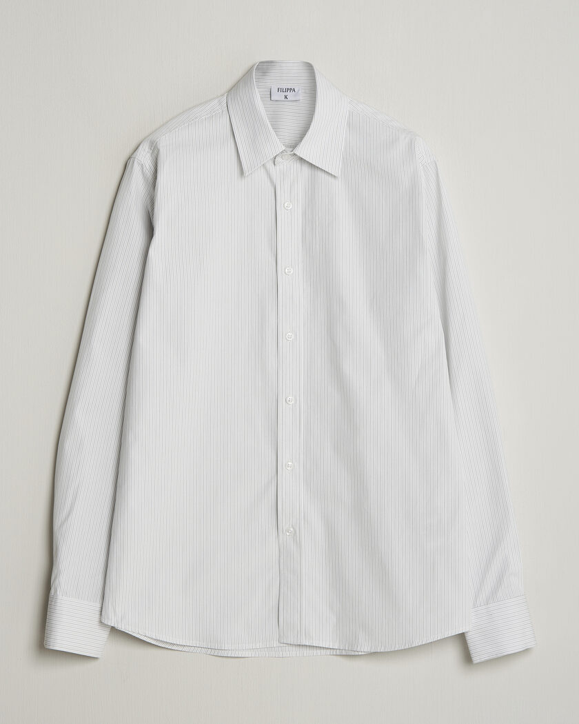 Filippa K Cotton Poplin Striped Shirt White/Black – Blanc