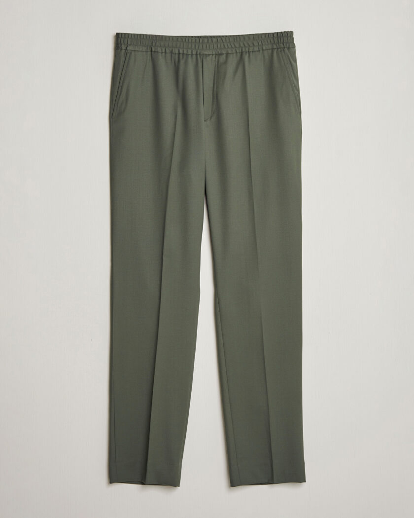 Filippa K Theo Relaxed Wool Trousers Grey Green – Vert