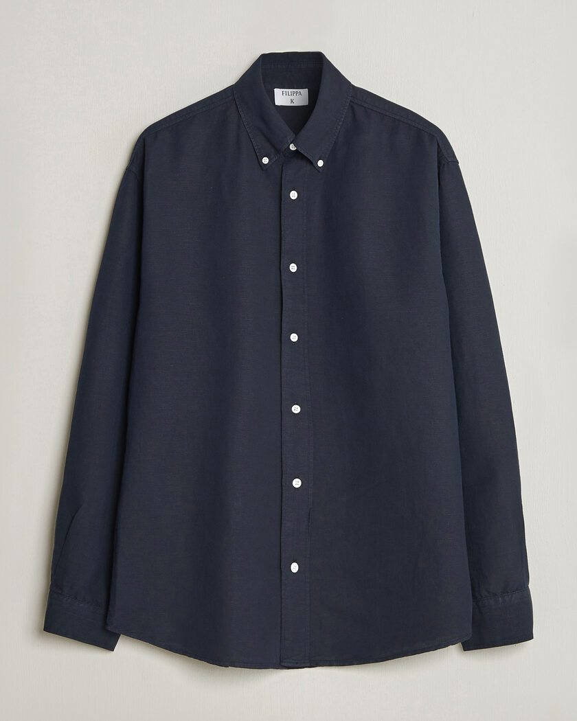  Filippa K Relaxed Cotton/Linen Shirt Navy – Bleu