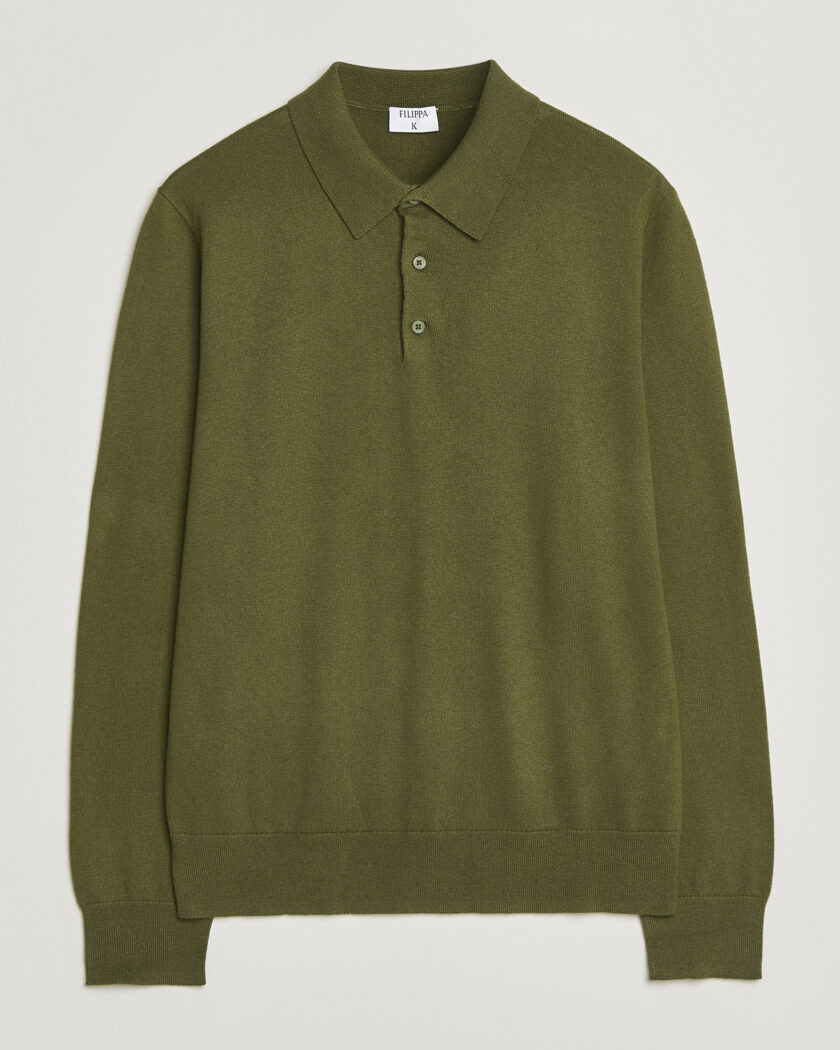 Filippa K Knitted Polo Shirt Laurel Green – Vert