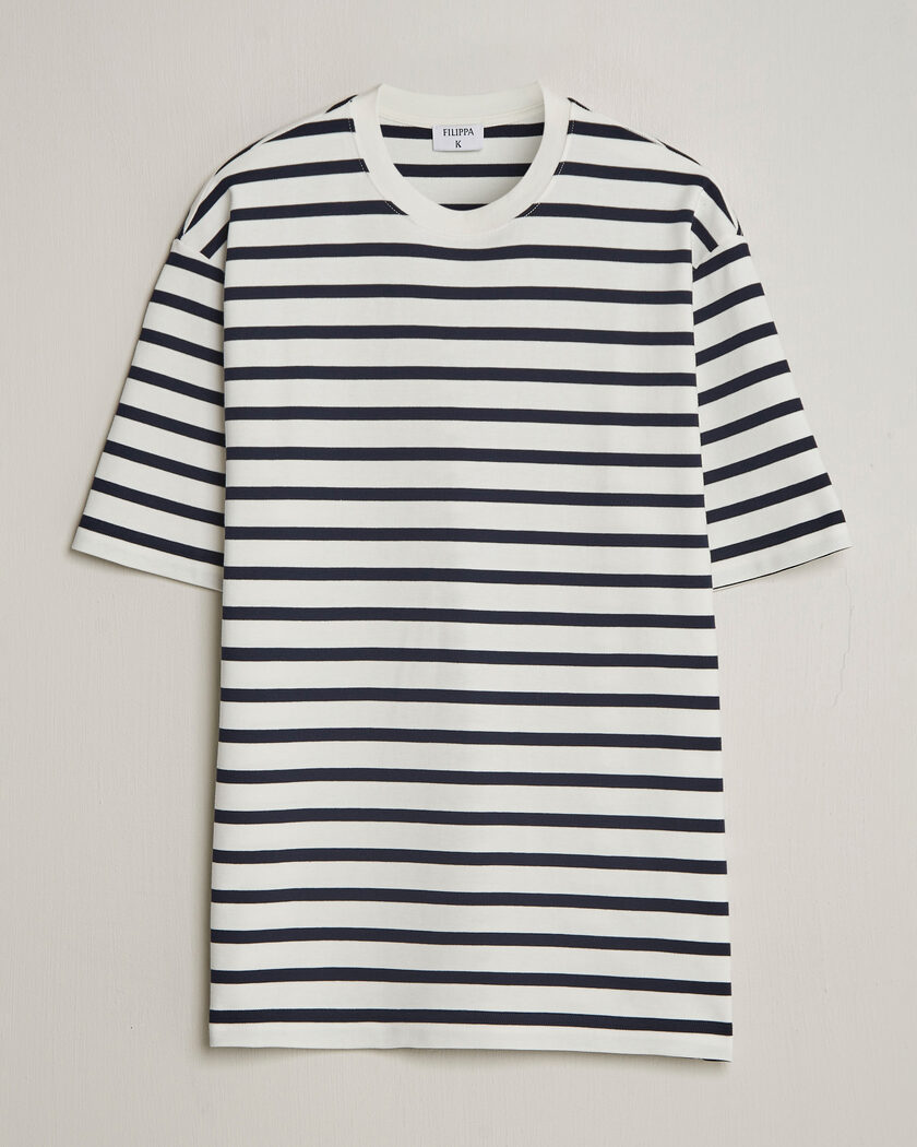 Filippa K Striped Crew Neck T-Shirt White/Navy – Blanc
