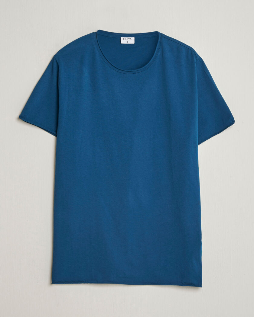 Filippa K Roll Neck Crew Neck T-Shirt Night Teal – Bleu