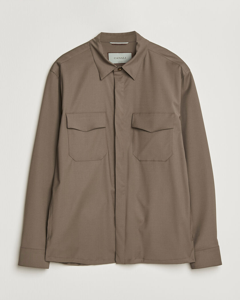 Canali Travel Wool Overshirt Brown – Marron
