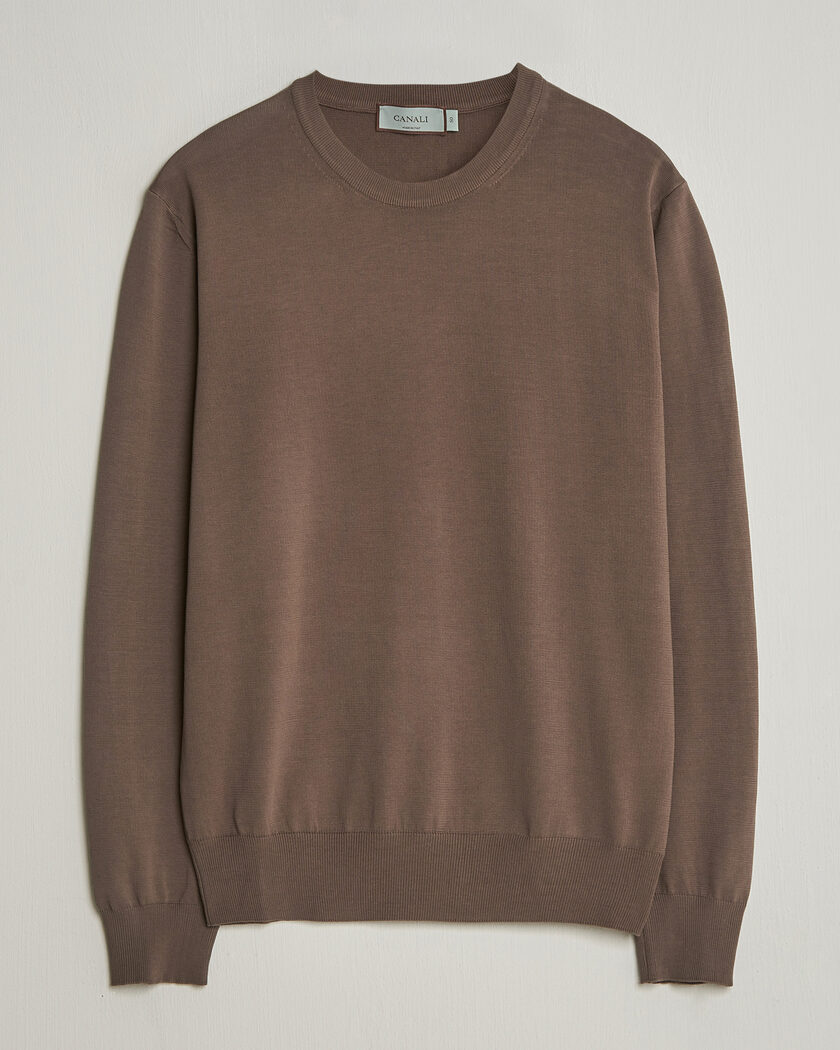 Canali Cotton Crew Neck Pullover Brown – Marron