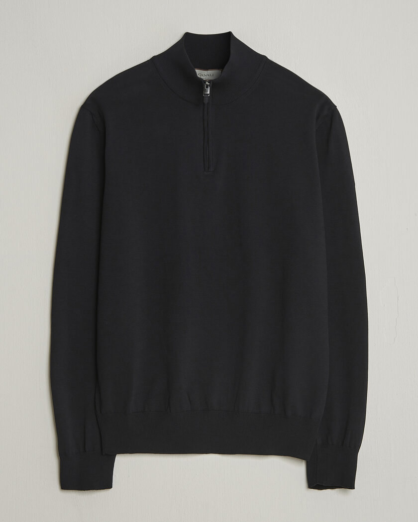 Canali Cotton Half Zip Black – Noir