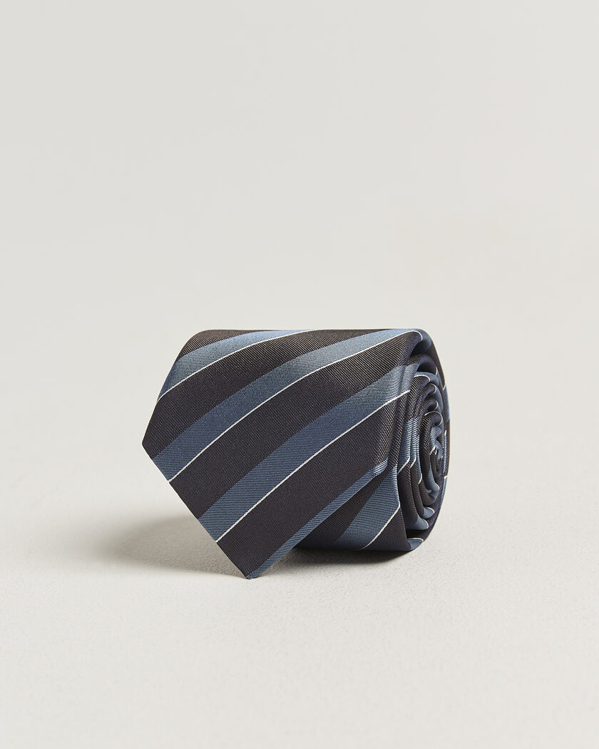 Canali Regimental Stripe Silk Tie Brown/Blue – Marron