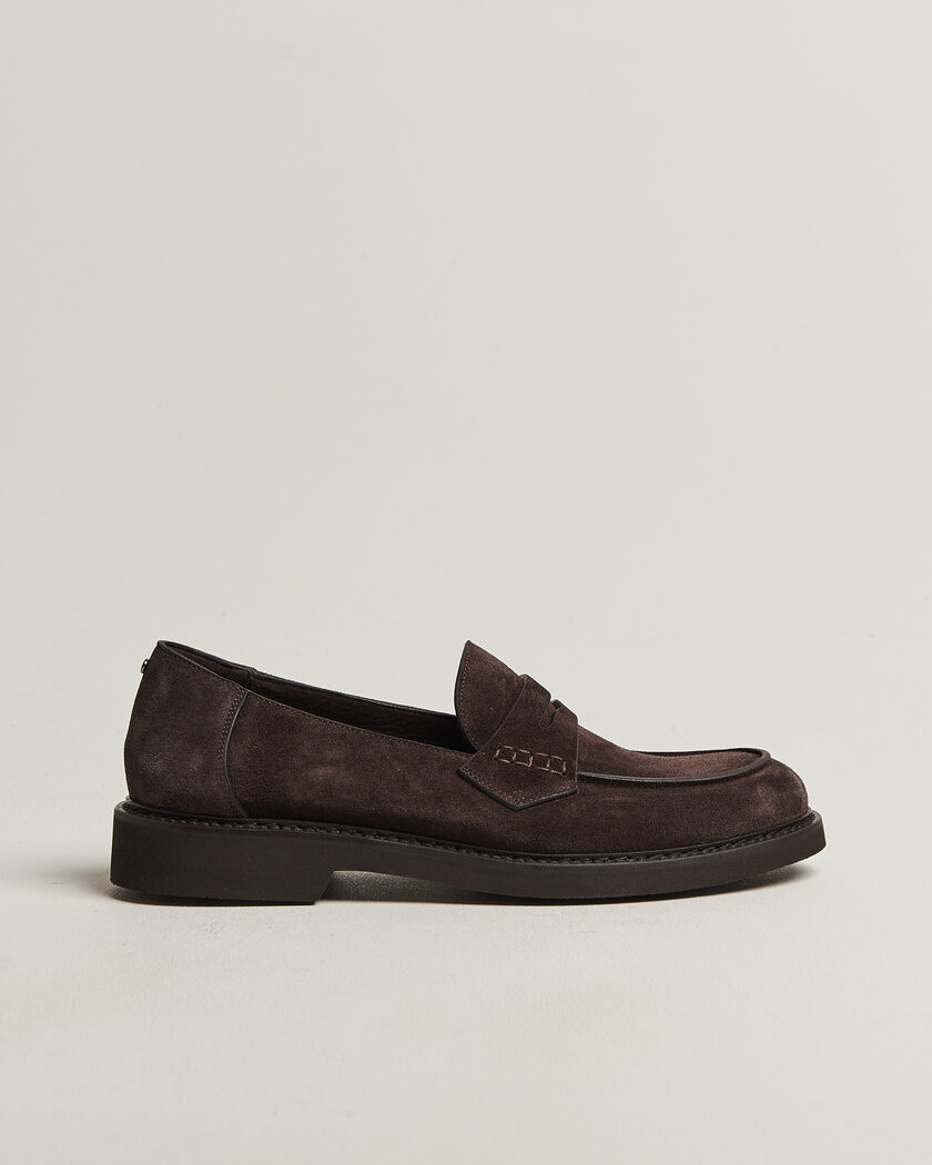 Canali Penny Loafers Dark Brown Suede – Marron