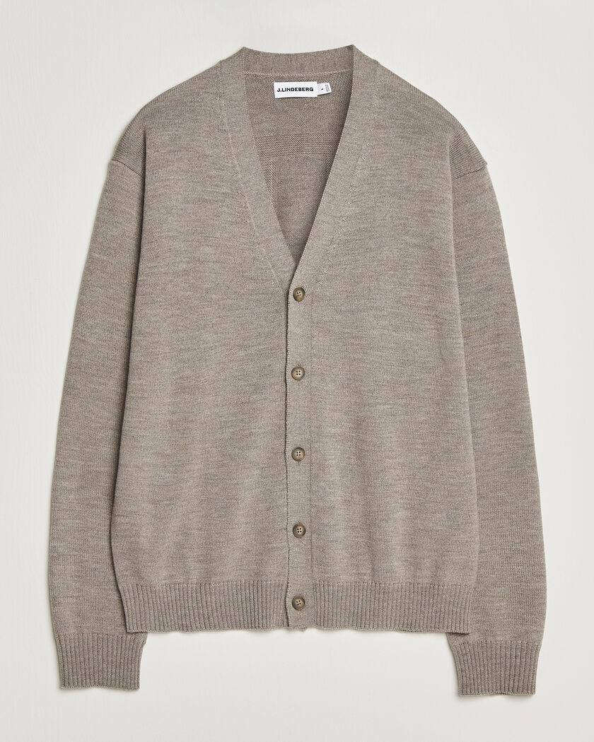 J.Lindeberg Jared Merino Cardigan Brindle Melange – Marron