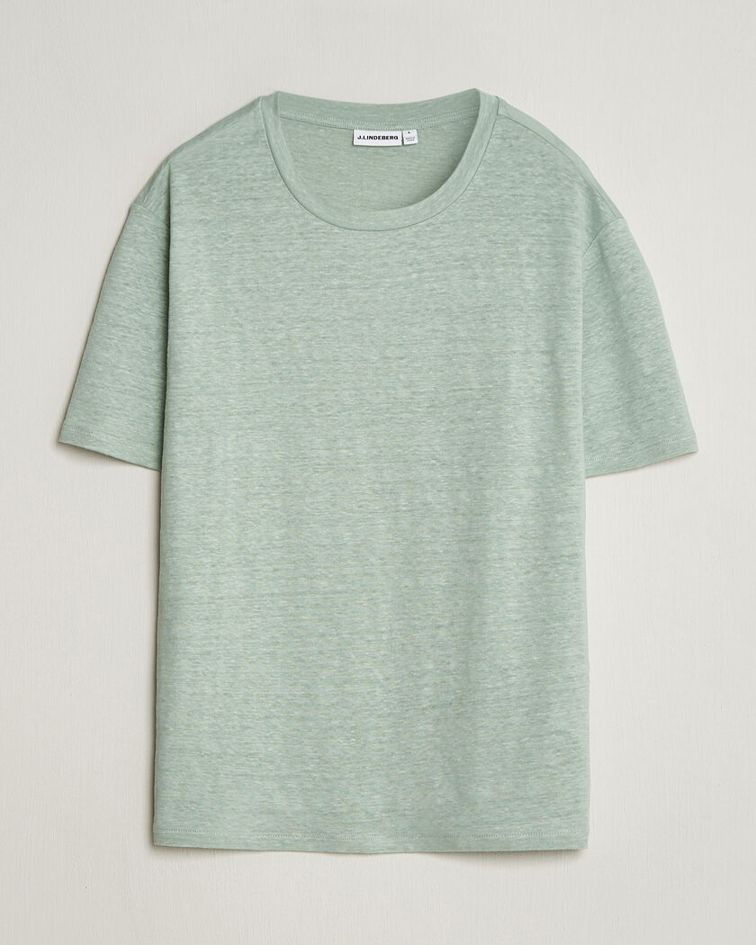 J.Lindeberg Coma Linen T-Shirt Jadeite – Vert