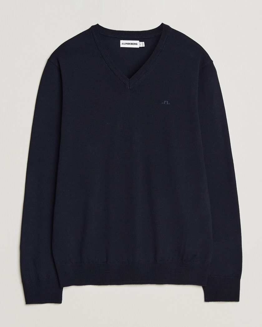 J.Lindeberg Lymann Merino V-Neck Pullover JL Navy – Bleu