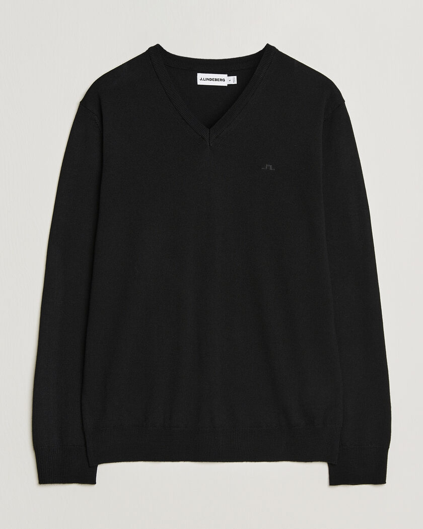 J.Lindeberg Lymann Merino V-Neck Pullover Black – Noir
