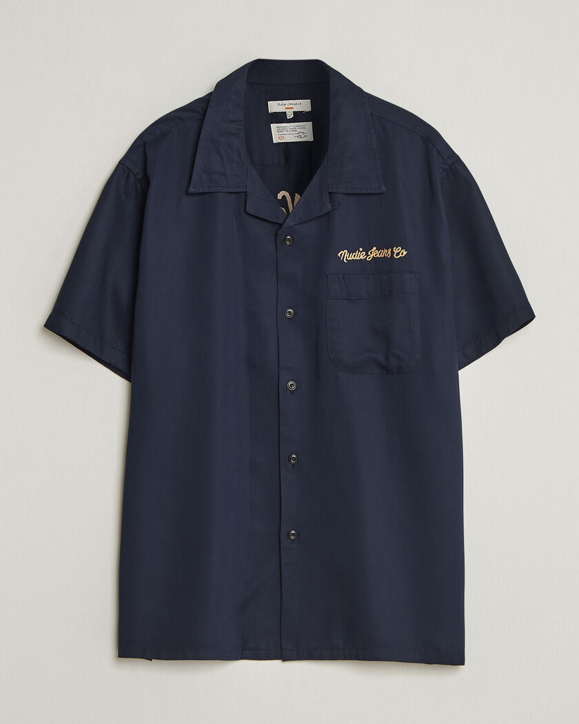 Nudie Jeans Arthur Bowling Shirt Navy – Bleu