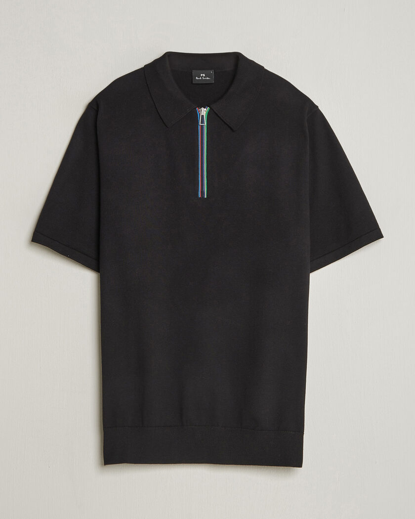 PS Paul Smith Cotton Knitted Half Zip Polo Black – Noir