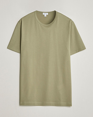 Sunspel Crew Neck Q82 Cotton T-Shirt Pistachio – Vert