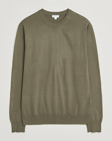 Sunspel Lightweight Knitted Cotton Crew Khaki – Vert