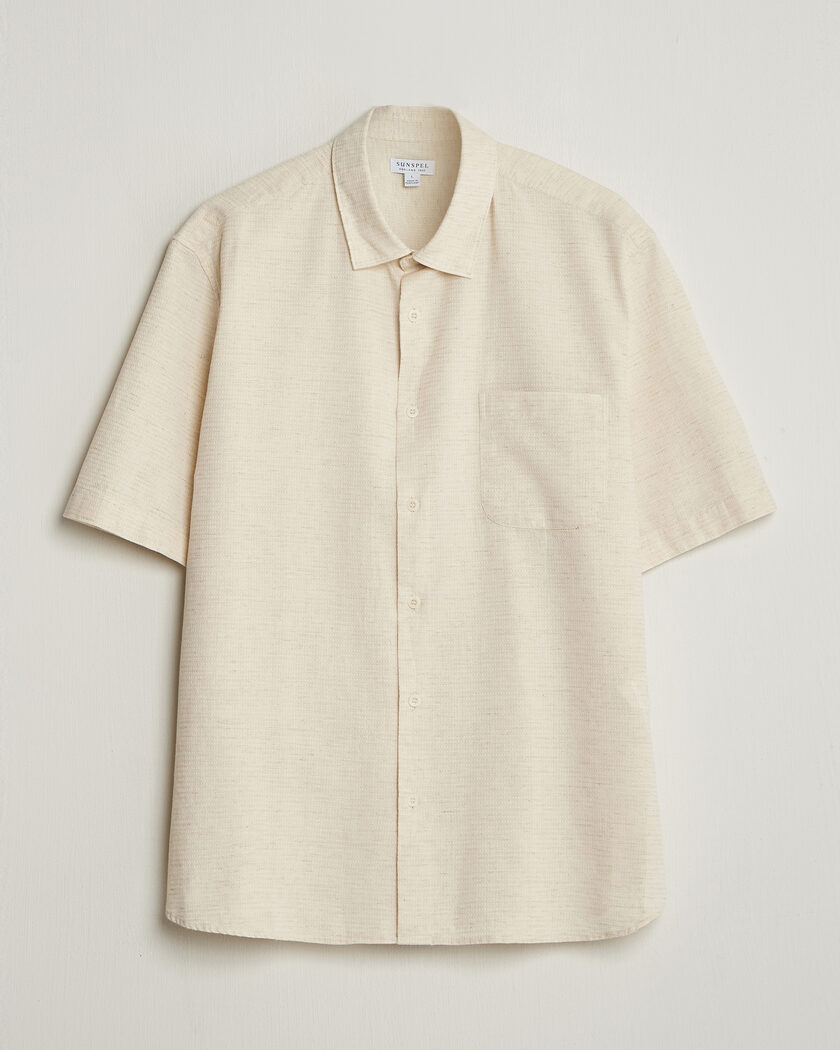 Sunspel Natural Texture Linen Shirt Ecru – Blanc