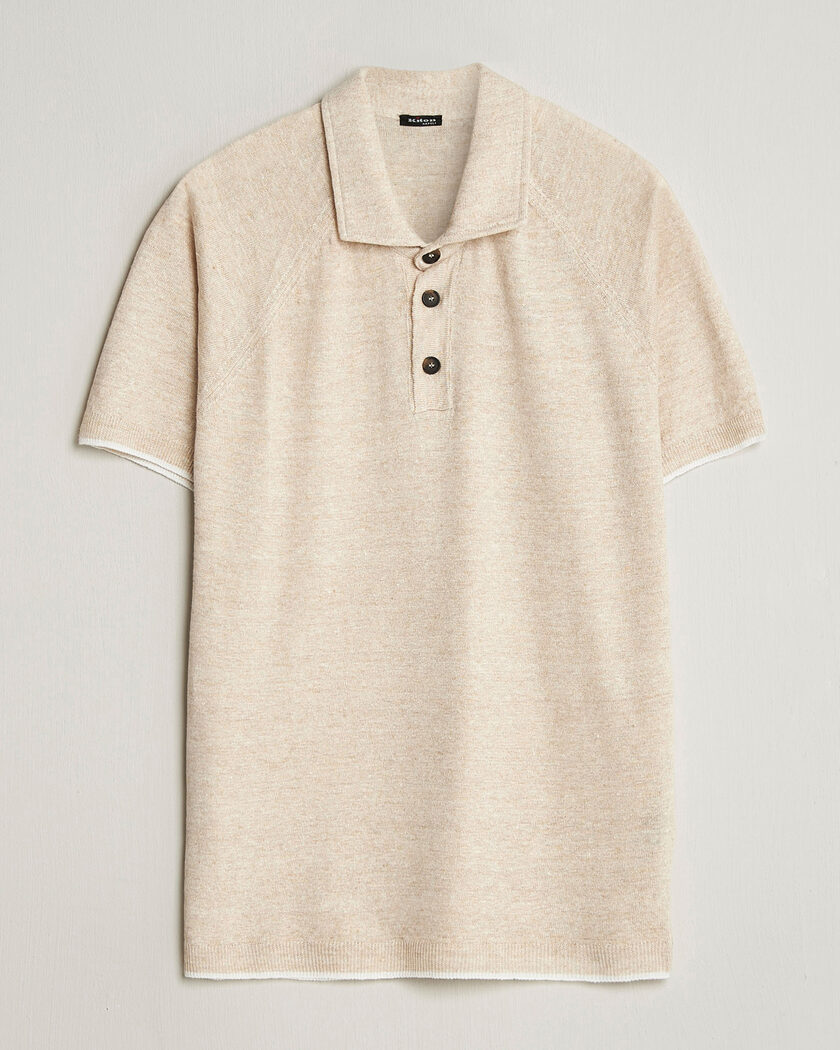 Kiton Linen Raglan Polo Shirt Ecru – Beige