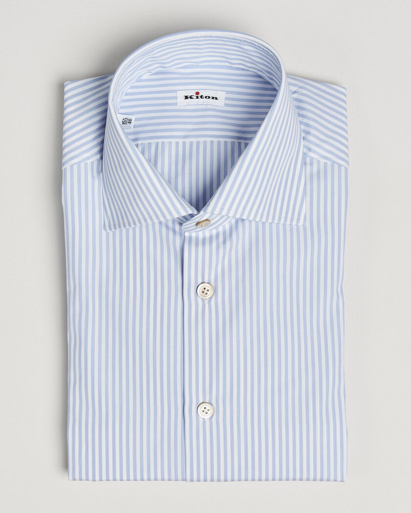 Kiton Slim Fit Dress Shirt Light Blue Stripe – Bleu