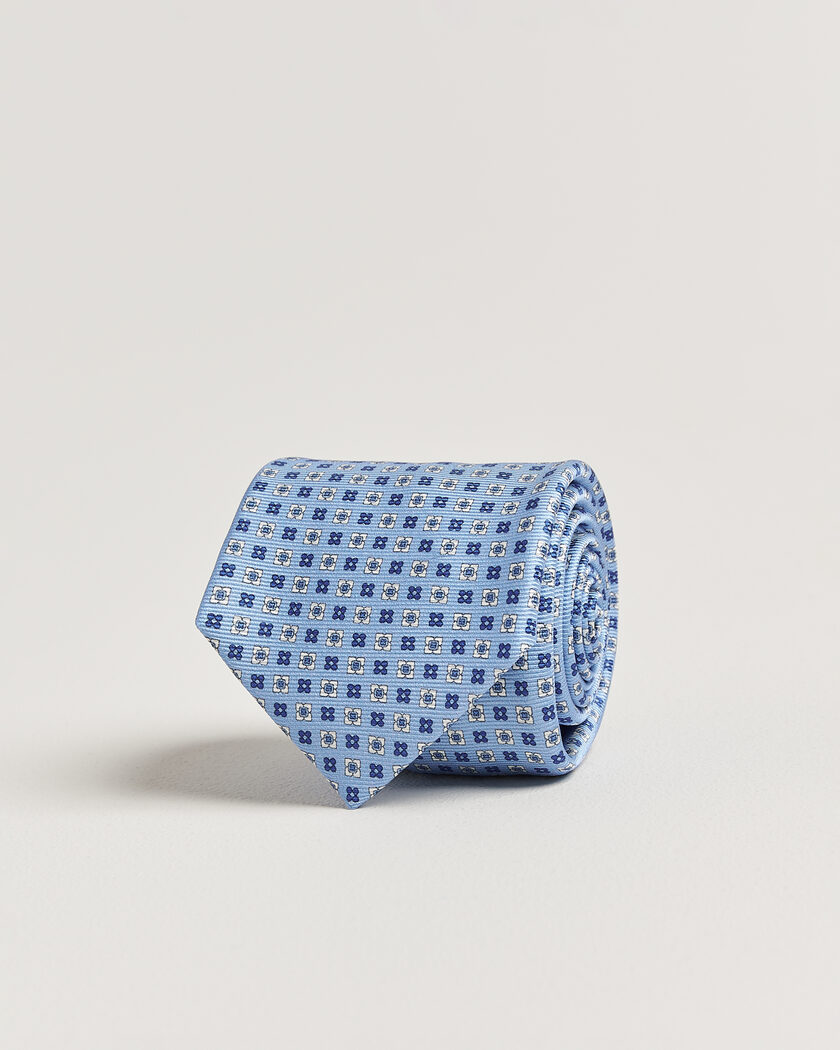 Kiton Printed Flower Silk Tie Light Blue – Bleu