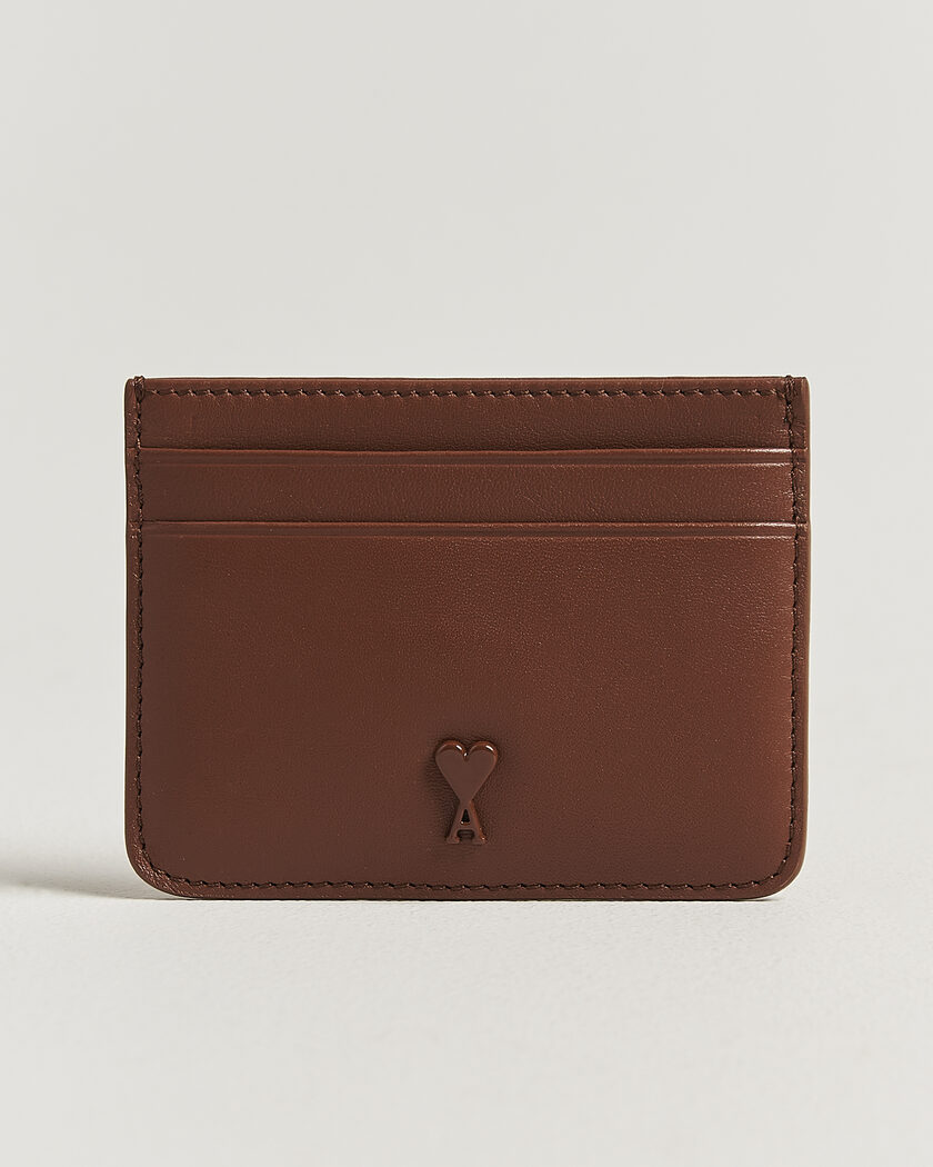AMI Tonal Heart Logo Card Holder Caramel – Marron