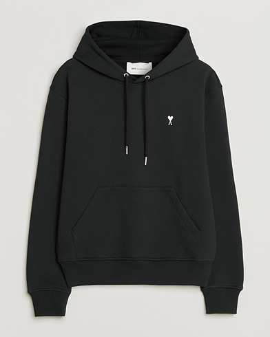 AMI Contrast Heart Logo Hoodie Black – Noir