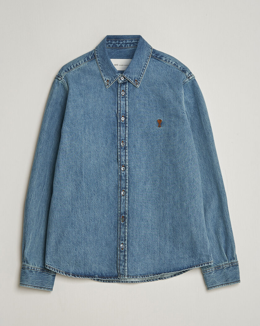 AMI Denim Overshirt Used Blue – Bleu
