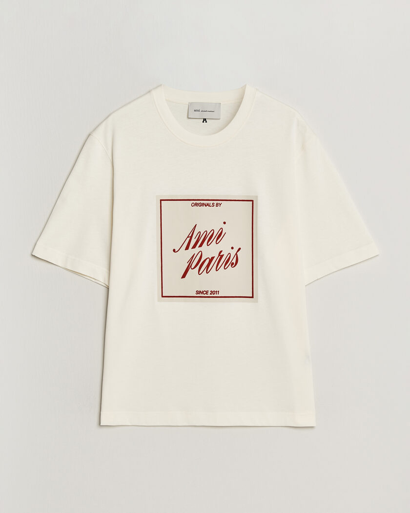 AMI Boxy Fit Printed T-Shirt Creme – Blanc