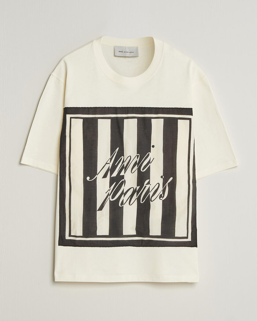 AMI Boxy Fit Printed T-Shirt Creme – Blanc
