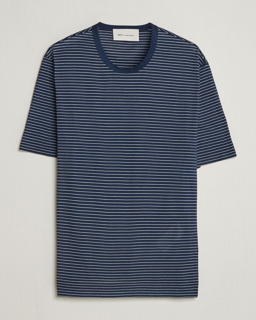 AMI Striped T-Shirt Navy/White – Bleu