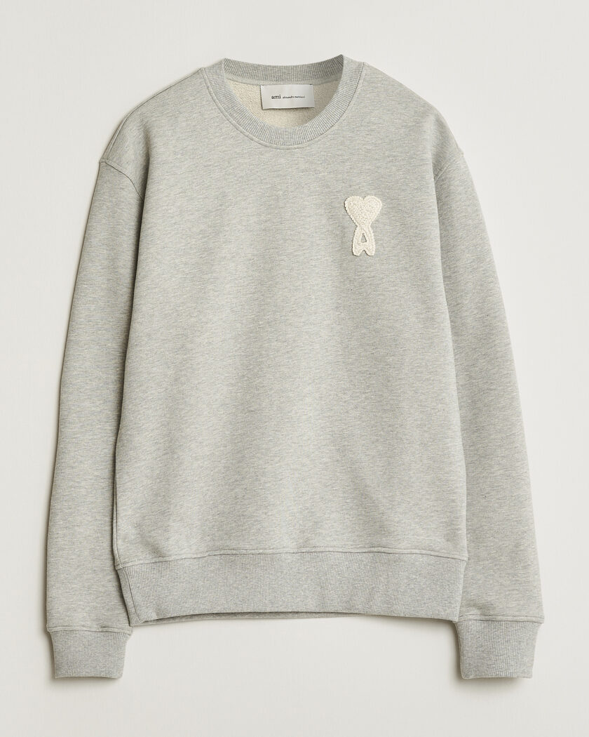 AMI Knitted Heart Logo Sweatshirt Grey Melange – Gris
