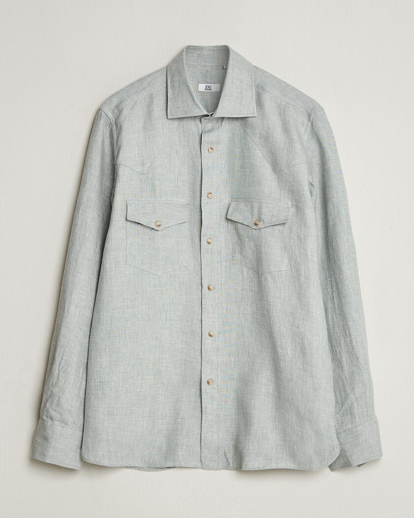 100Hands Two Pocket Western Linen Shirt Mint Green – Vert