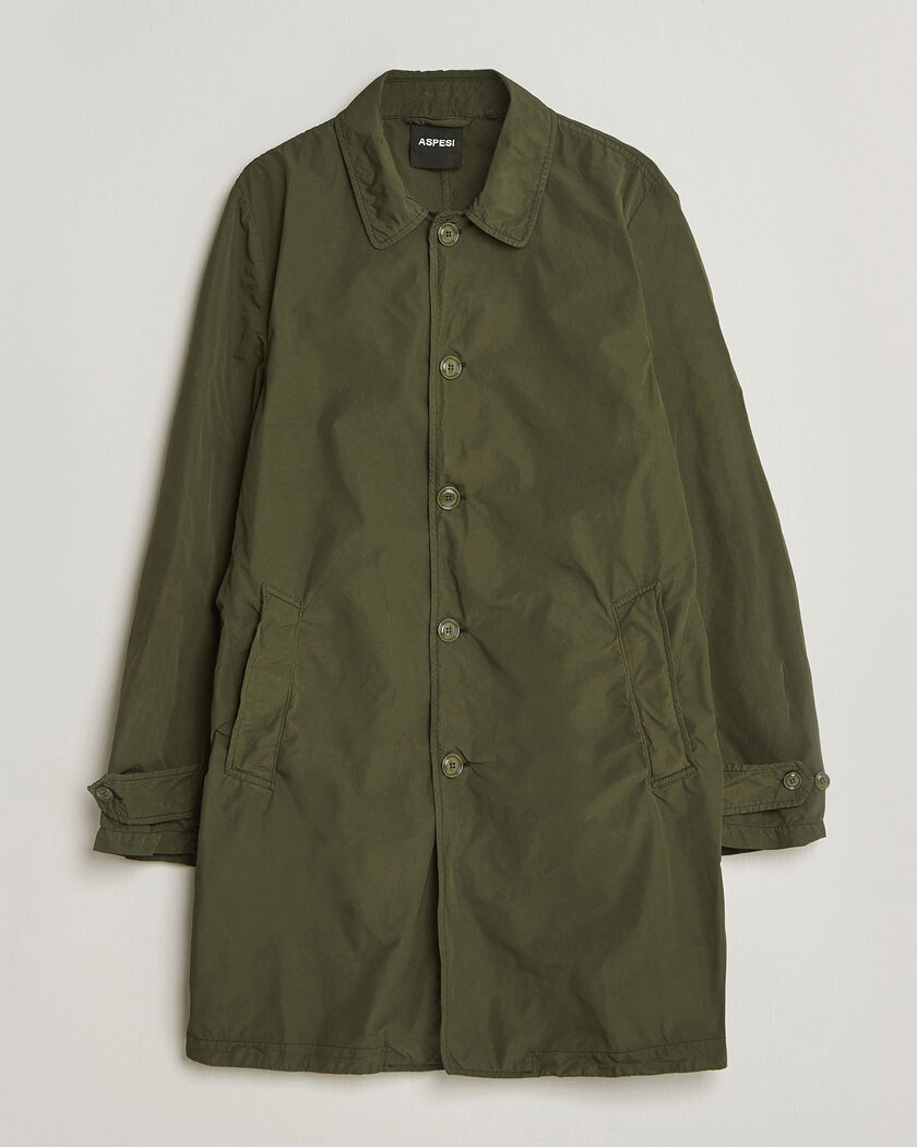 Aspesi Garment Dyed Lemon Coat Military – Vert