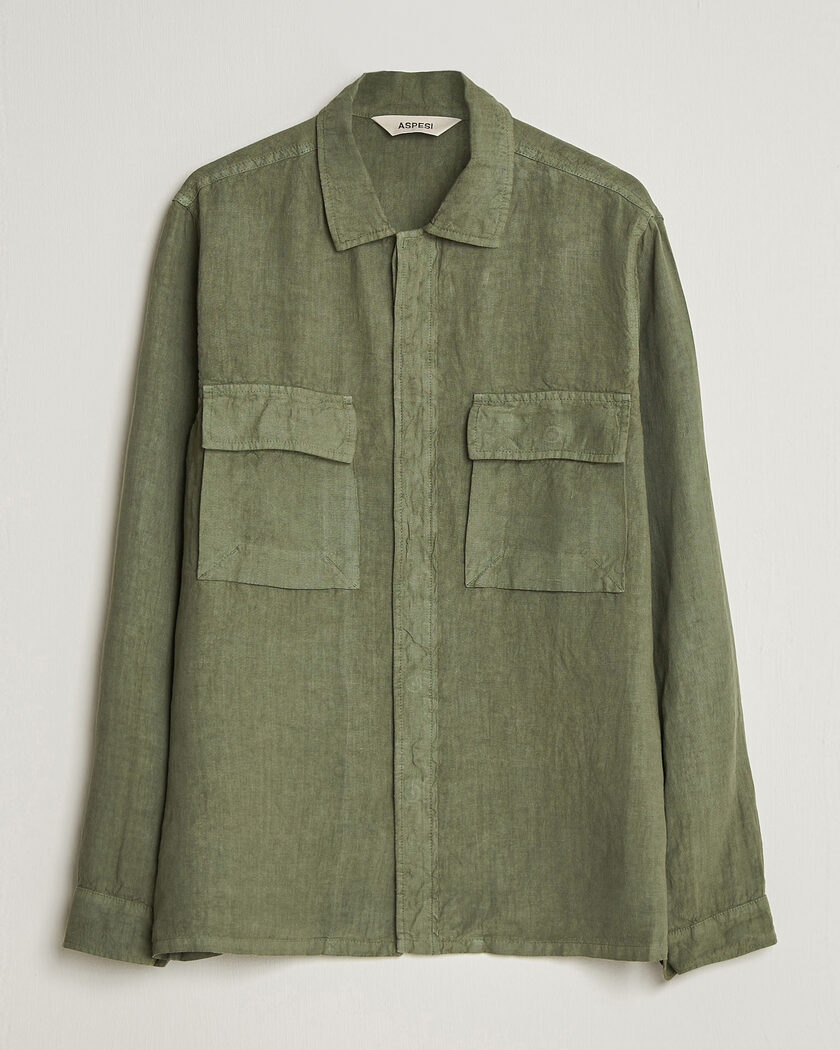 Aspesi Linen Overshirt Military – Vert