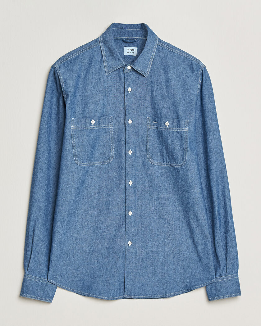 Aspesi Chambray Work Shirt Medium Blue – Bleu