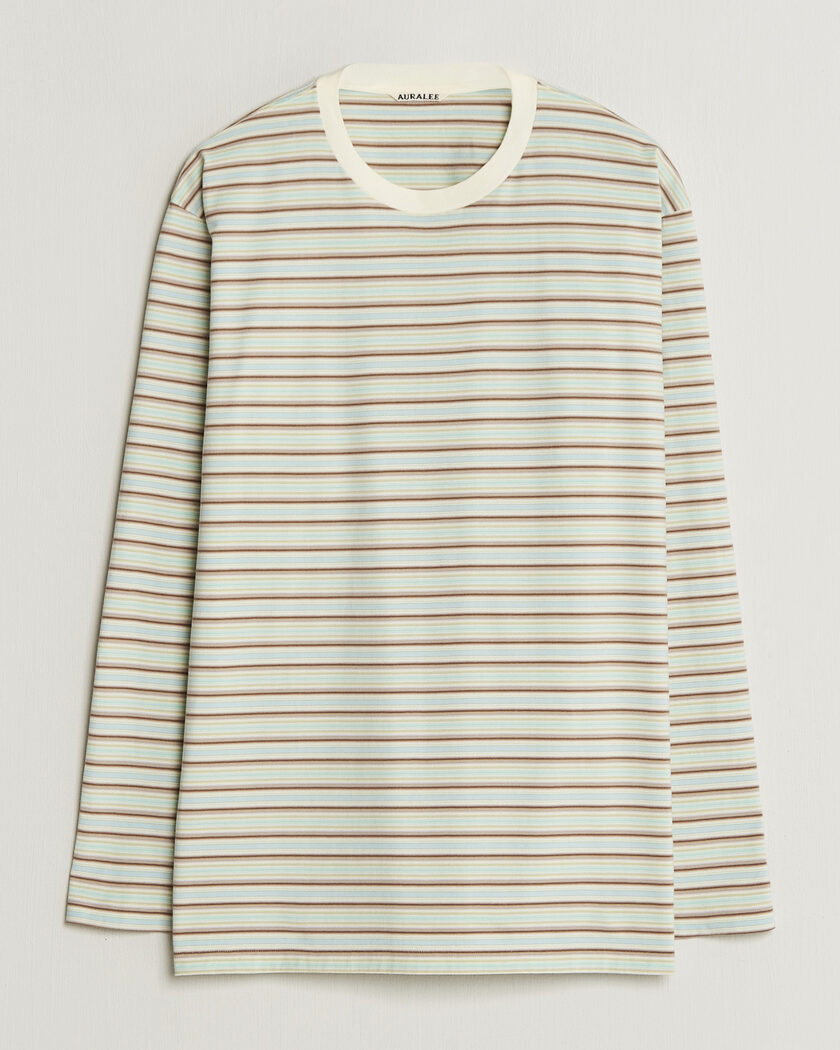 Auralee Long Sleeve Cotton T-Shirt Mint Stripe – Bleu