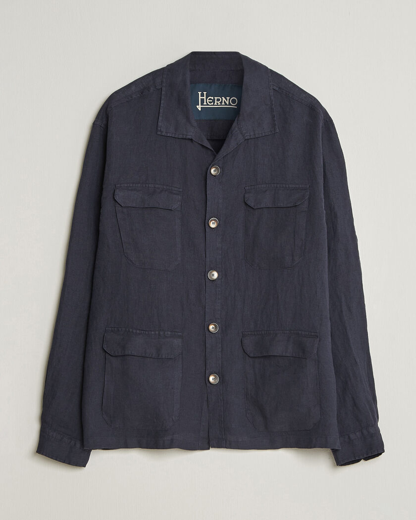 Herno Linen Safari Jacket Navy – Bleu