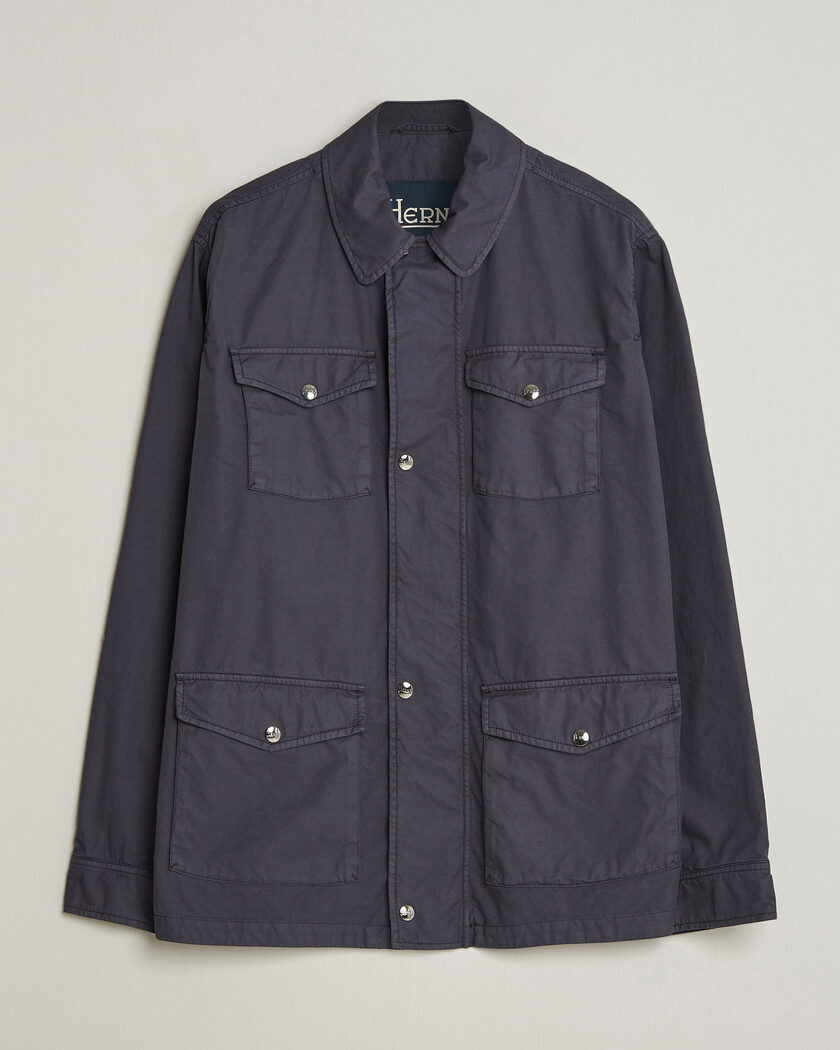 Herno Washed Cotton Field Jacket Navy – Bleu
