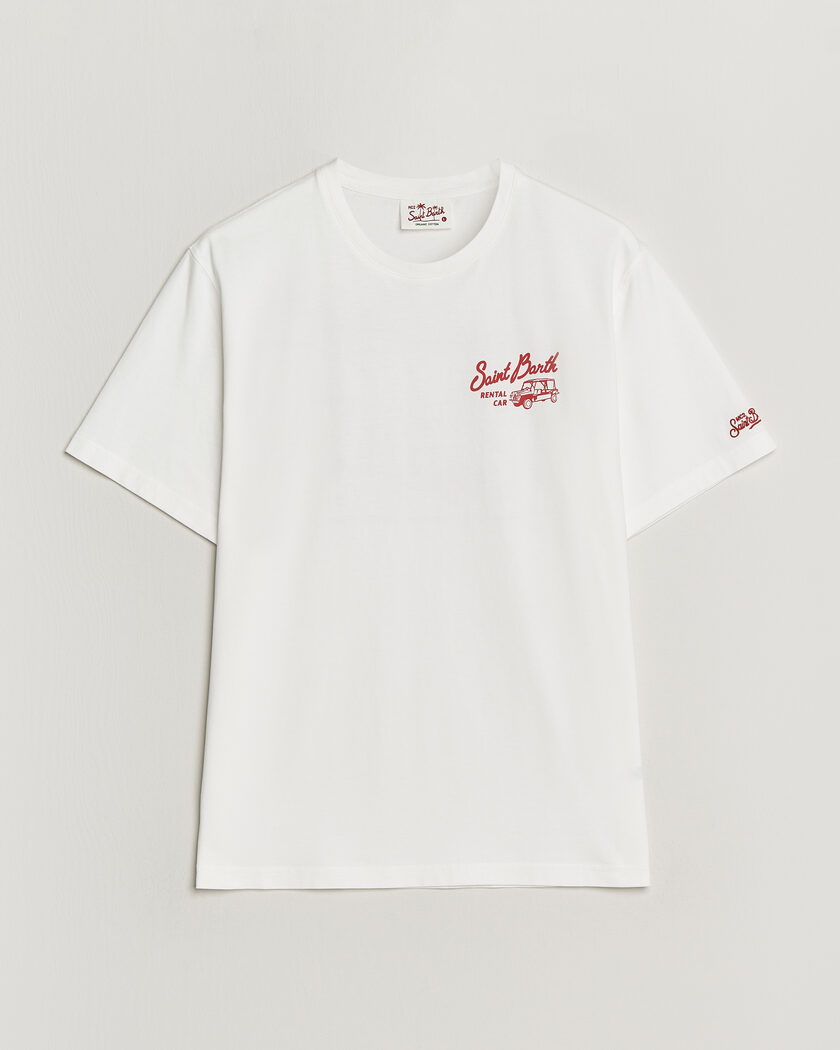 MC2 Saint Barth Back Printed Cotton T-Shirt Rental Car – Blanc