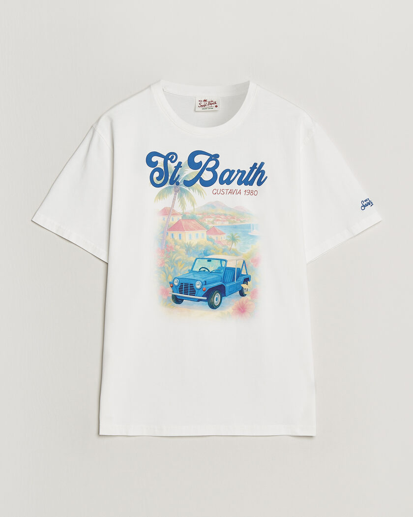  MC2 Saint Barth Printed Cotton T-Shirt Ibiscus Car – Blanc
