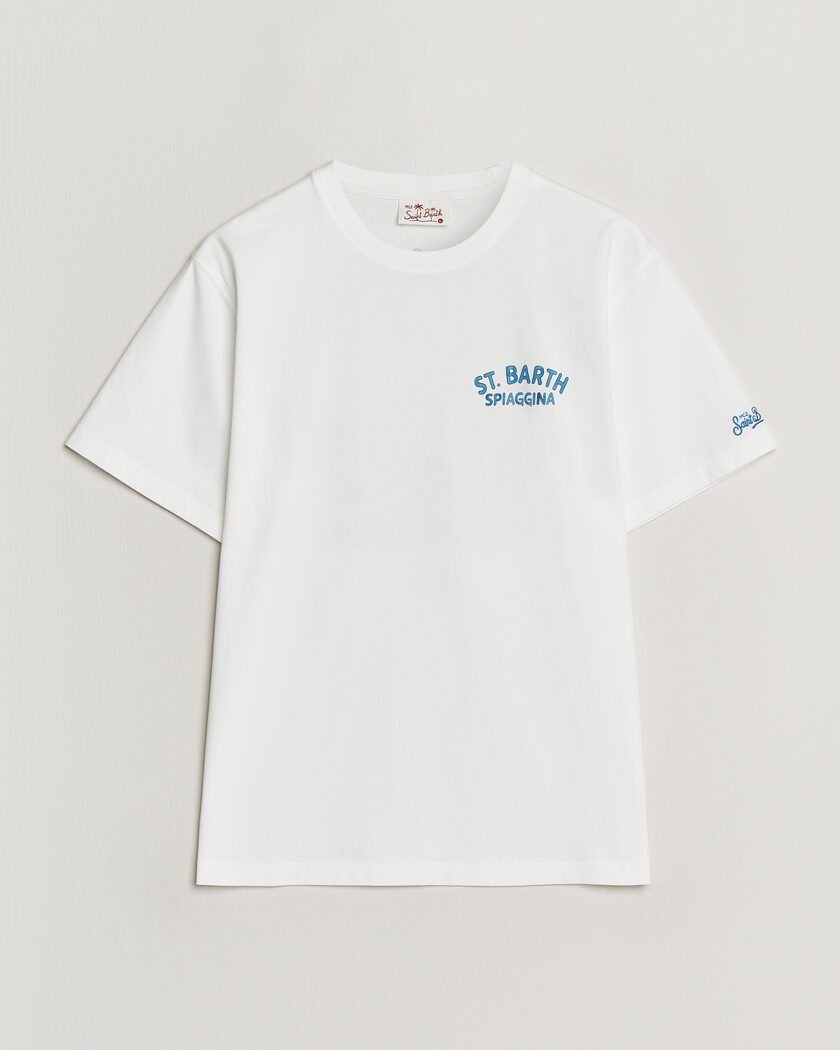  MC2 Saint Barth Back Printed Cotton T-Shirt Spiaggina – Blanc