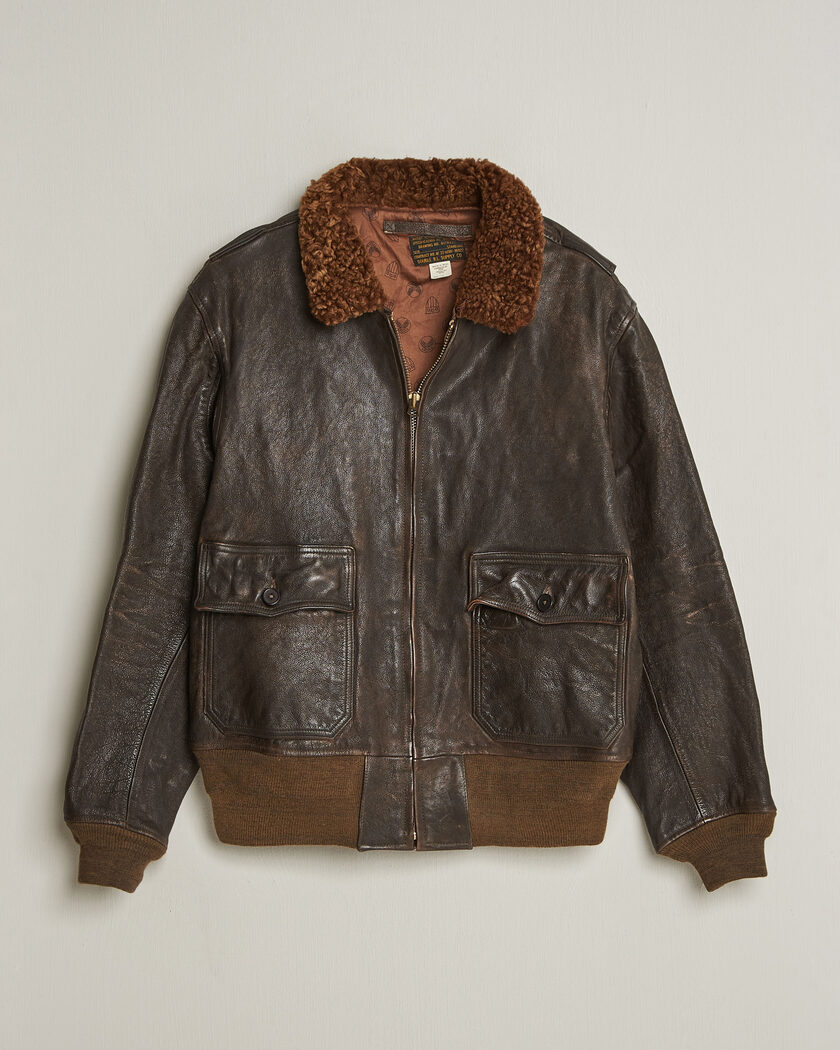 RRL Pratt Leather Jacket Vintage Brown – Marron